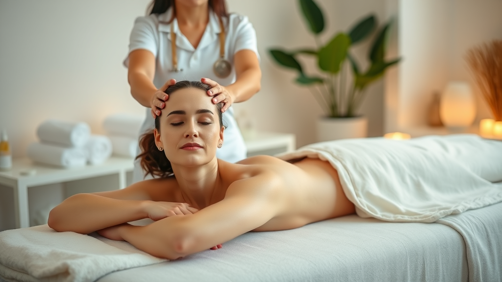 Peaceful lymphatic massage benefits relaxation in a serene wellness studio.