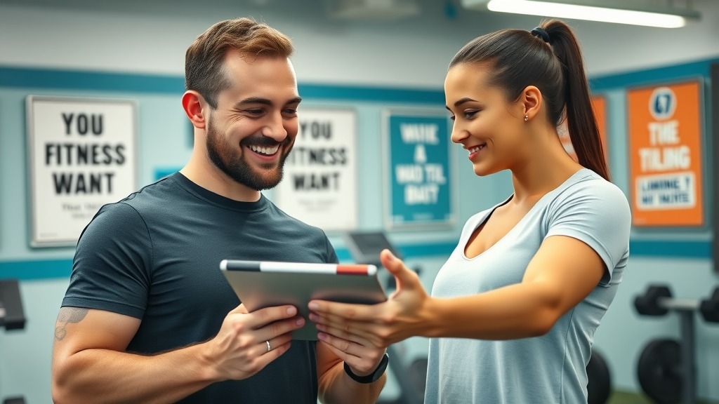 Holistic wellness in fitness: expert trainer providing guidance to gym client