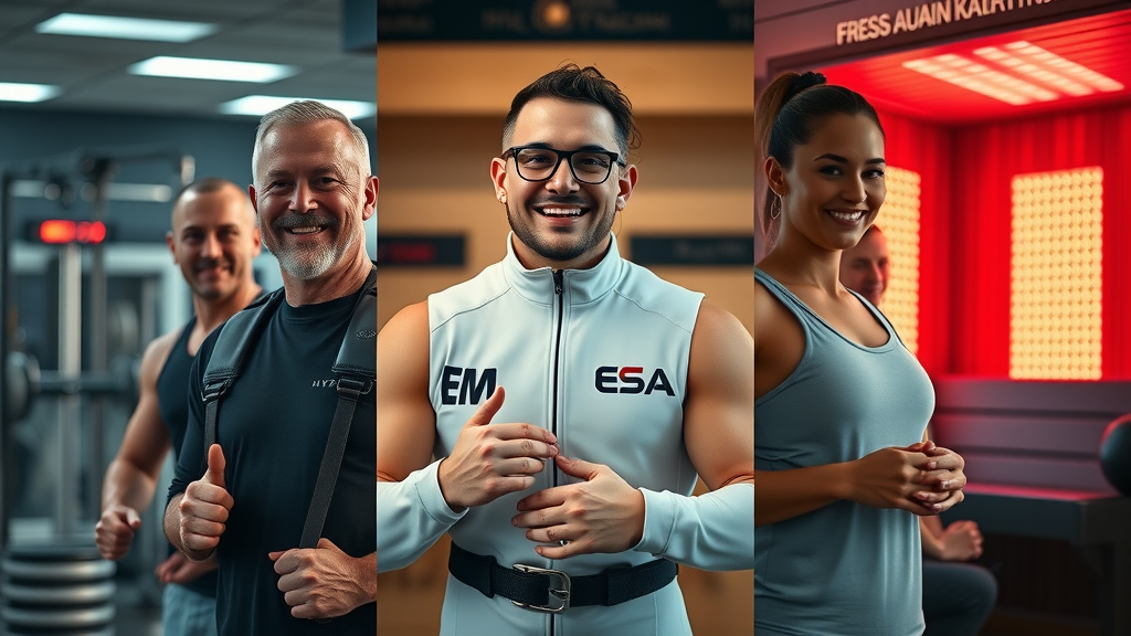 Inspirational collage showing gym owner Todd Robert, clients, and various innovative fitness modalities in use