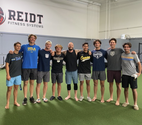Josh Reidt with baseball athletes at Reidt Fitness Systems in Costa Mesa California