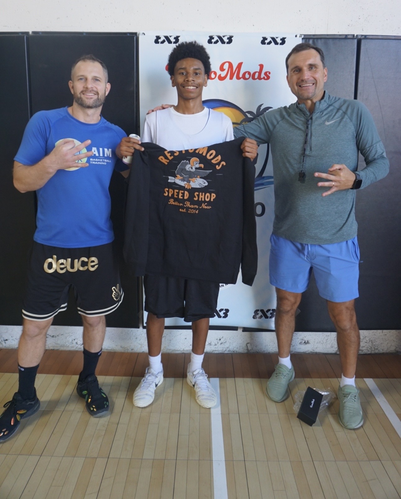David Stronach with athletes at The Hangar in San Diego California