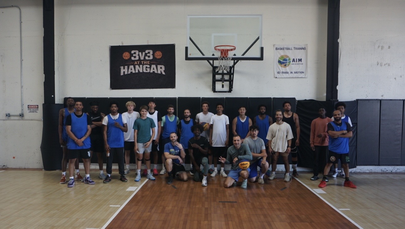 Group of basketball players at The Hangar three-on-three event in San Diego California