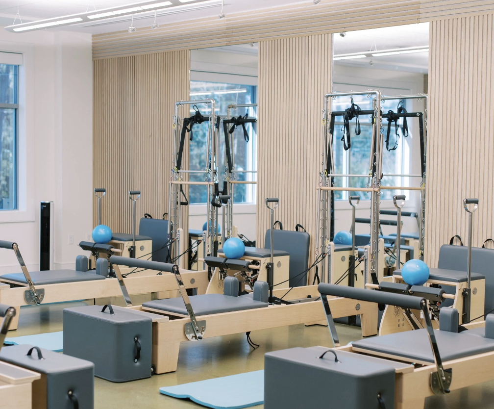 Pilates reformer training session at Paradise Pilates in South Carolina