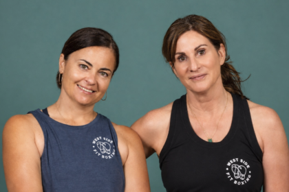 Sally Larter and Deana Rabiah of Westside Fitboxing in Santa Cruz, California