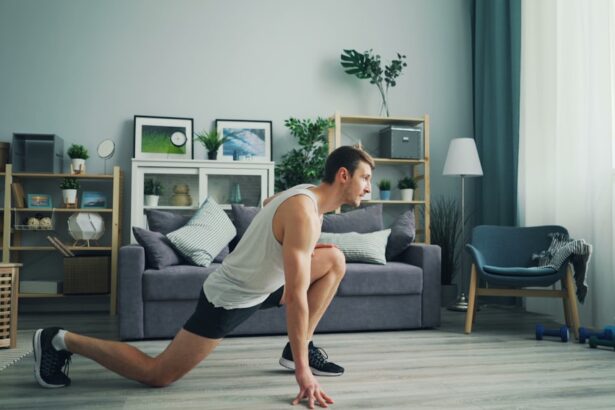 Adult performing push-ups during a home bodyweight resistance workout