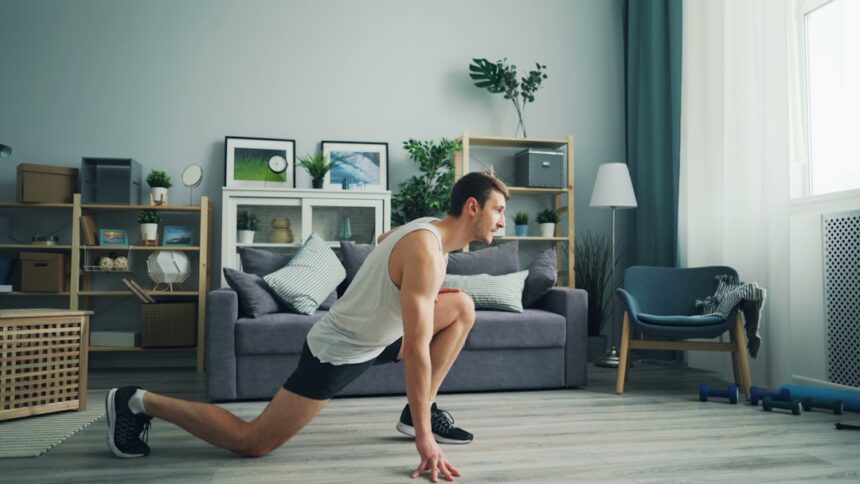 Adult performing push-ups during a home bodyweight resistance workout