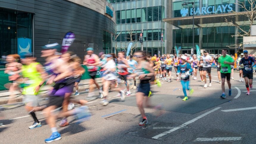 Marathon runners on a city street, illustrating endurance training and lung function research