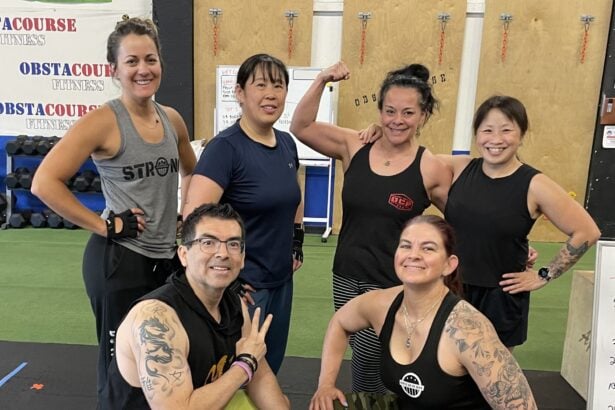 Members gather at ObstaCourse Fitness in Redwood City, California
