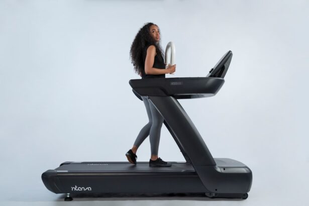 Athlete running on a treadmill during a fitness workout