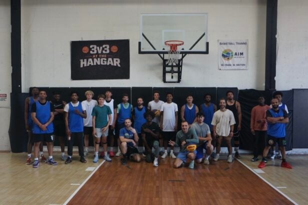 Group of basketball players at The Hangar three-on-three event in San Diego California