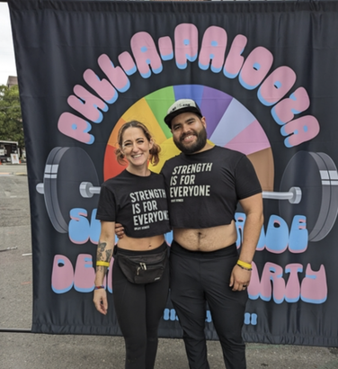 Devon Walker and Rena of Uplift Fitness in Seattle wearing Strength Is For Everyone shirts