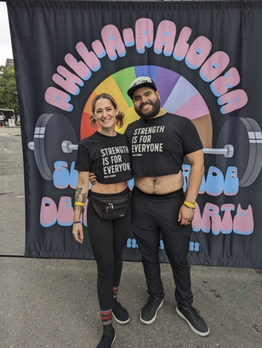 Devon Walker and Rena of Uplift Fitness in Seattle wearing Strength Is For Everyone shirts