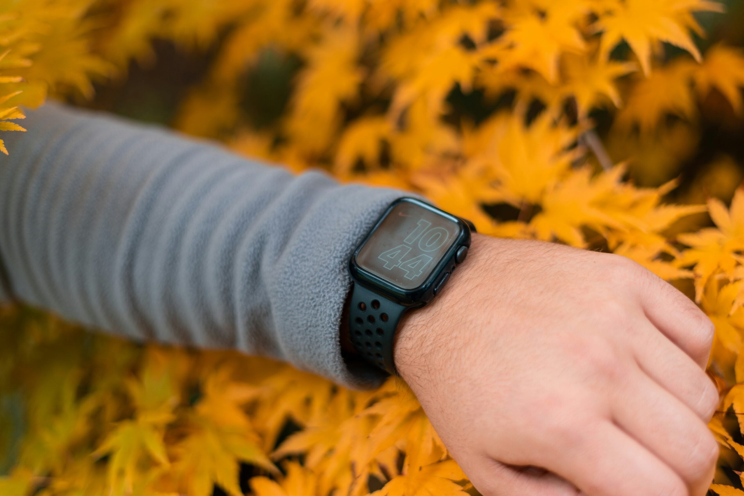 A wrist-worn tracker screen, the source of the wearable metrics compared in the study