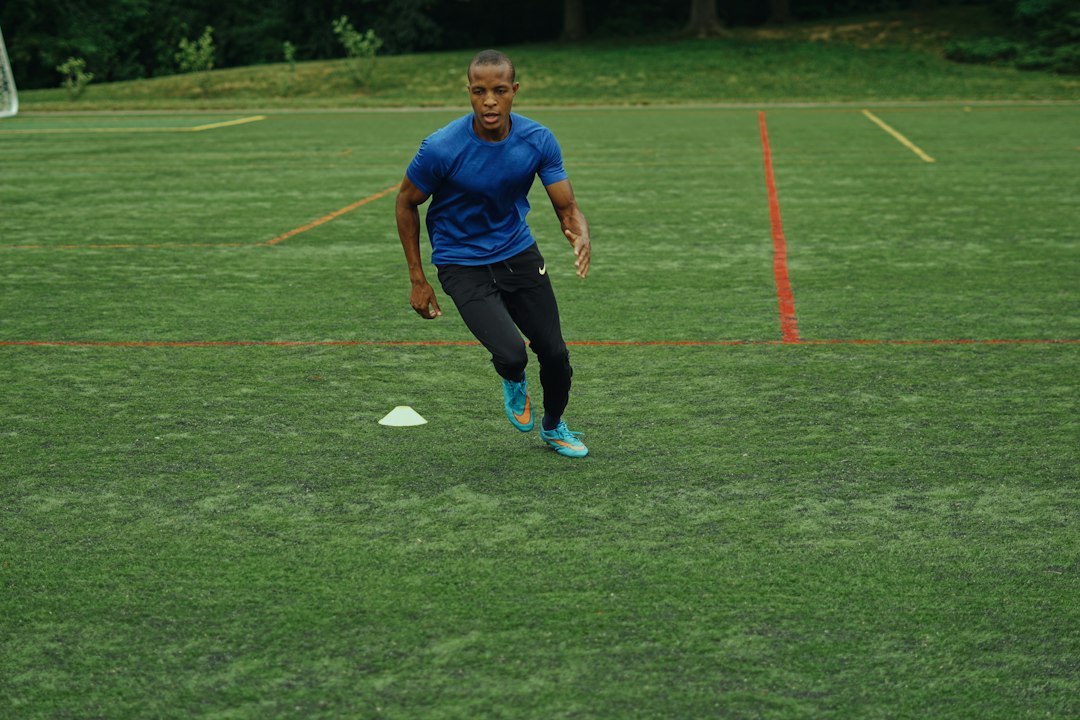 Young players running a change-of-direction drill of the kind core training is meant to support
