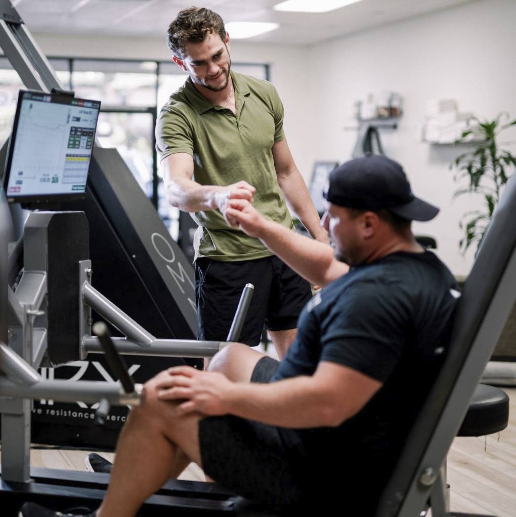 A one-on-one personal training session at Top Tyr Training in Torrance, California